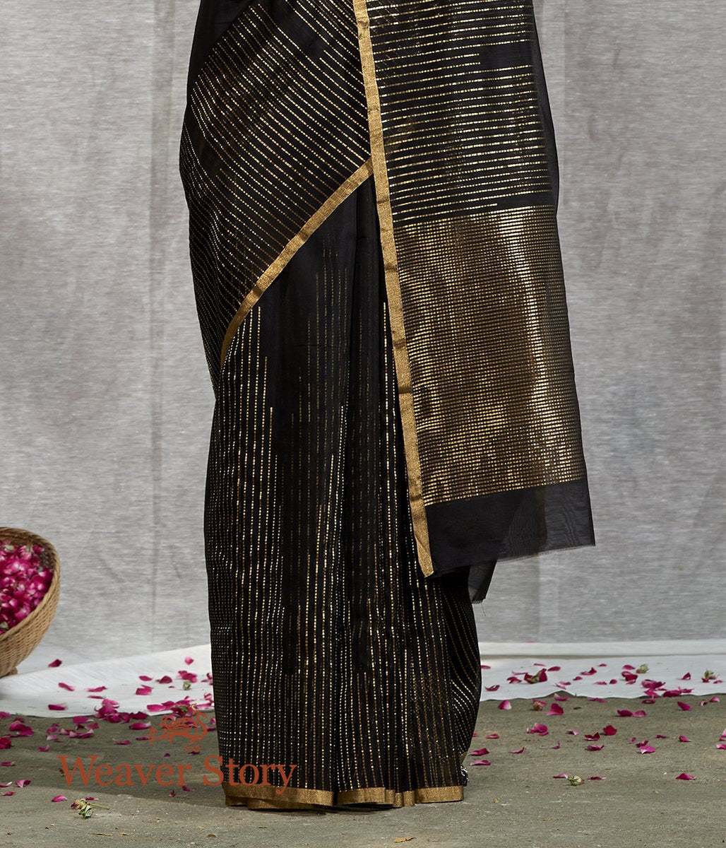 Handloom_Black_Merecrised_Cotton_Silk_Saree_with_Zari_Stripes_WeaverStory_04