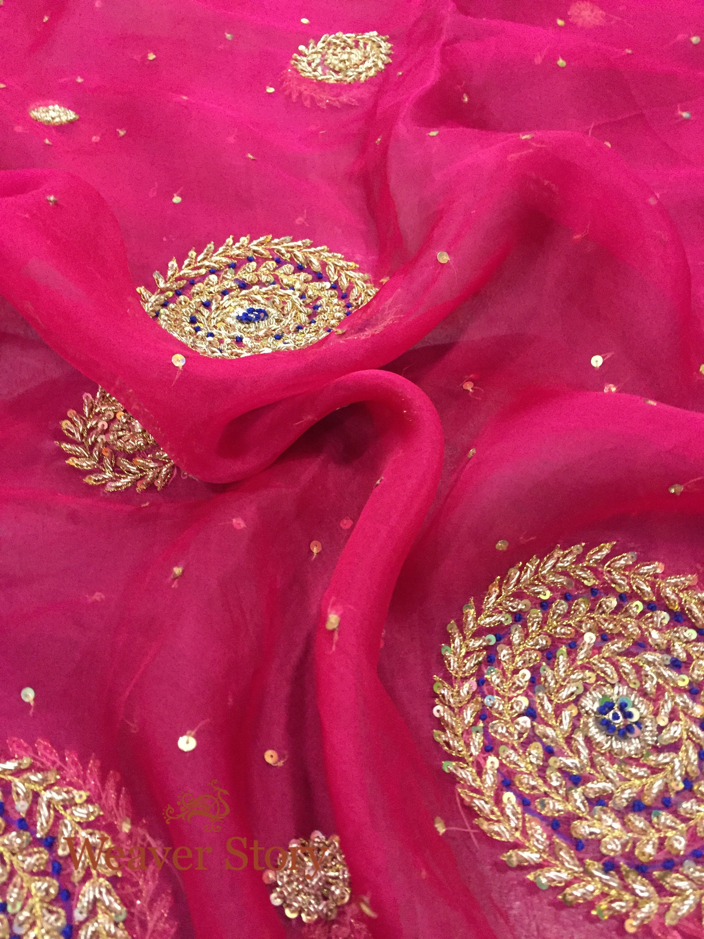 Handloom_Magenta_Rangoli_Dupatta_with_Zardozi_Work_WeaverStory_04
