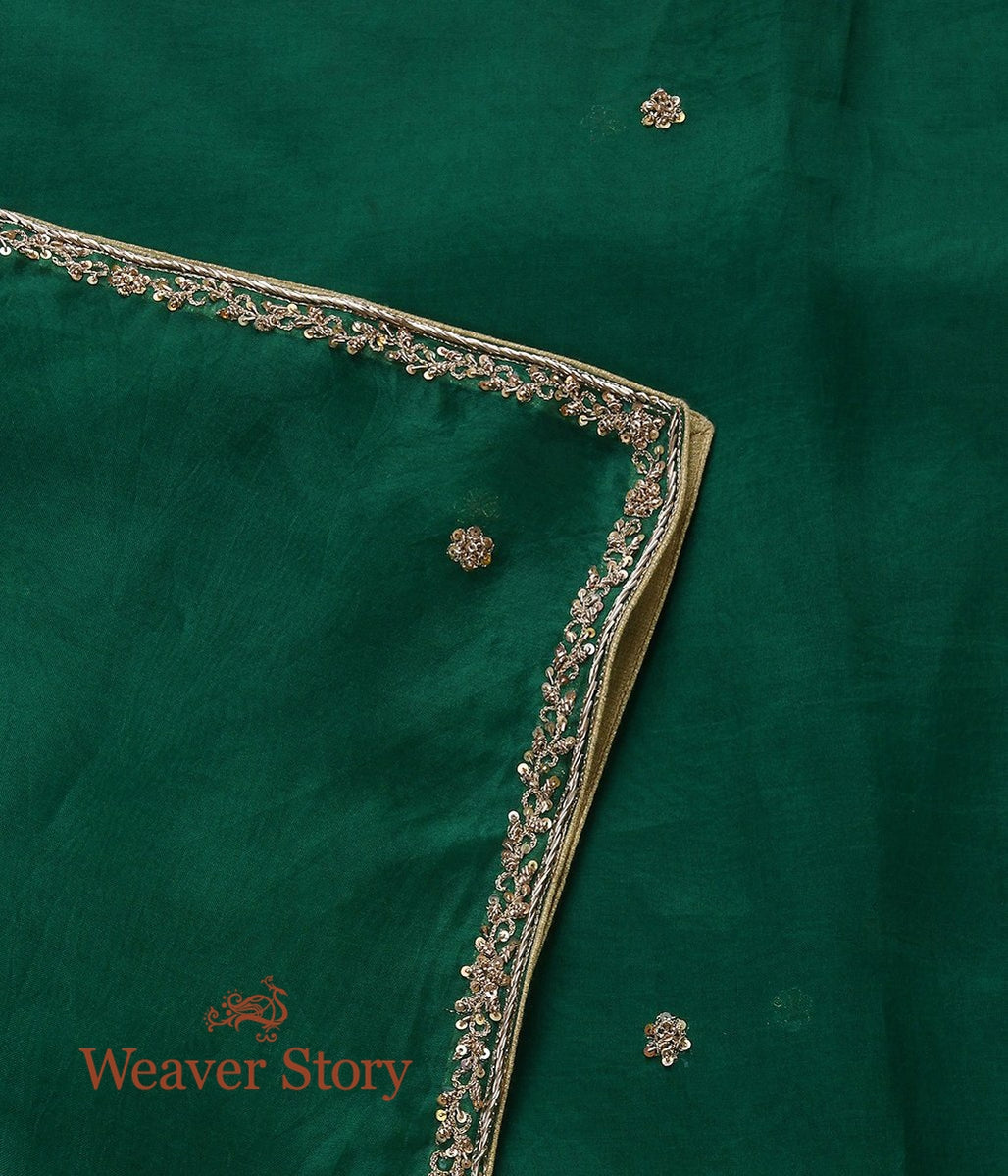 Bottle_Green_Zardozi_Dupatta_with_Thin_Border_WeaverStory_04