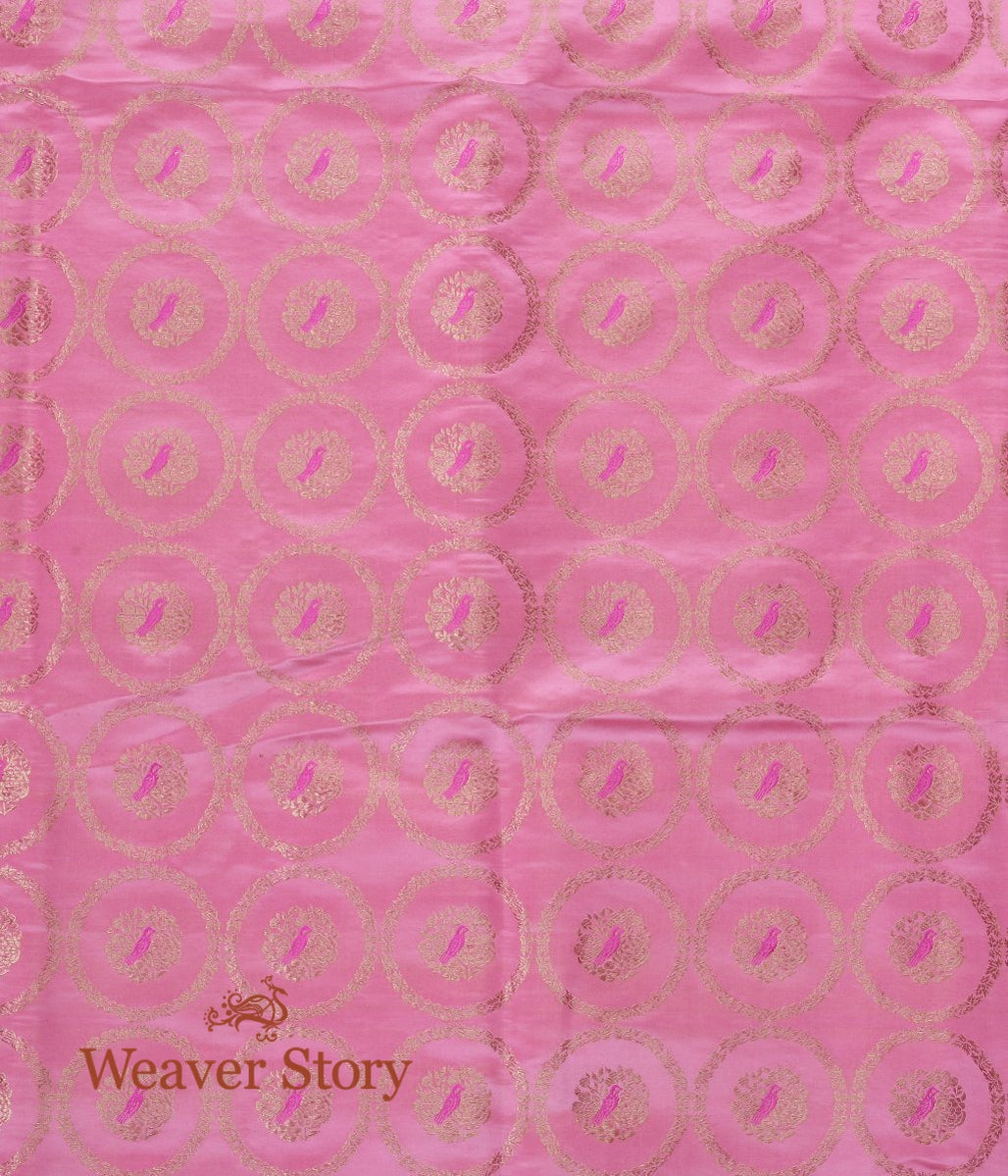 Handloom_Pink_Pure_Satin_Fabric_with_Bird_Motifs_WeaverStory_04