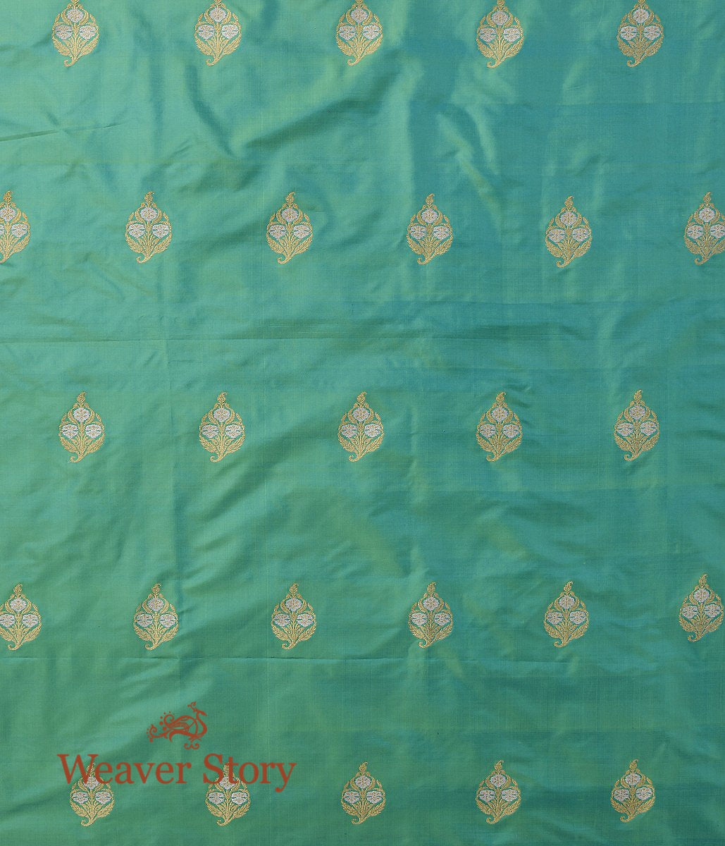 Handloom_Light_Green_Kadhwa_Booti_Fabric_WeaverStory_04