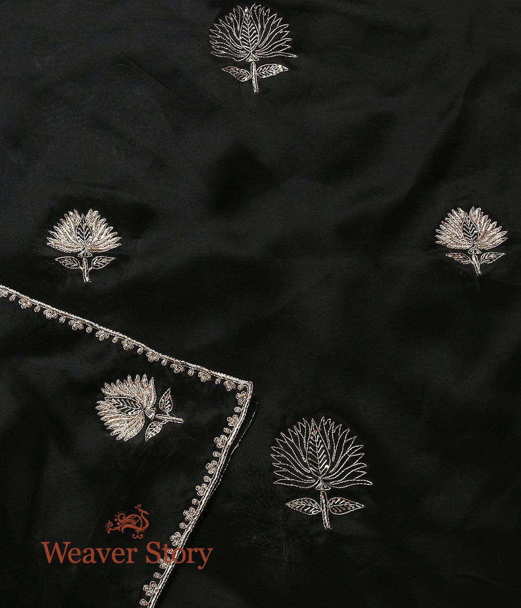 Black_Zardozi_Organza_Dupatta_with_Lotus_Motifs_WeaverStory_04