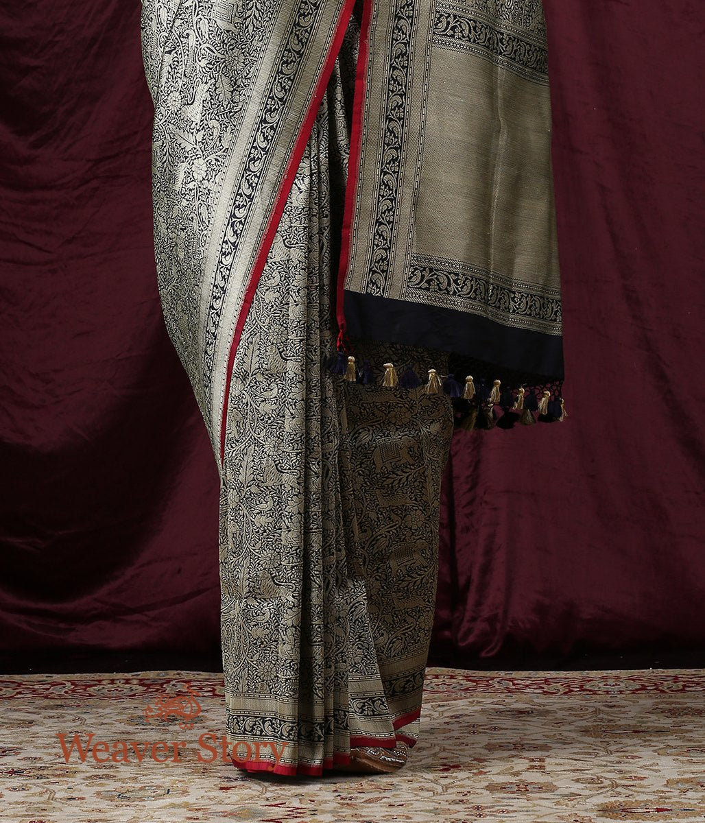 Handwoven_Blue_Kimkhab_Shikargah_Saree_WeaverStory_04