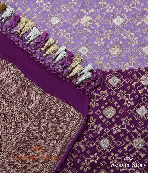 Handwoven_Banarasi_Georgette_Cutwork_Dupatta_in_Dual_Shade_of_Plum_and_Lavender_WeaverStory_04