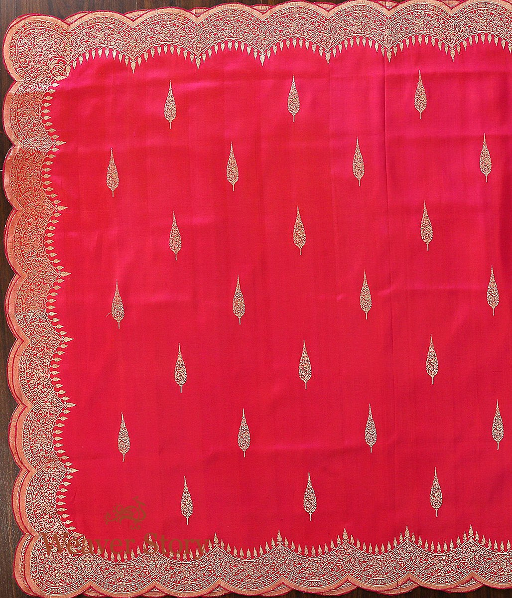 Handloom_Pink_Banarasi_Dupatta_with_Scalloped_Borders_WeaverStory_04