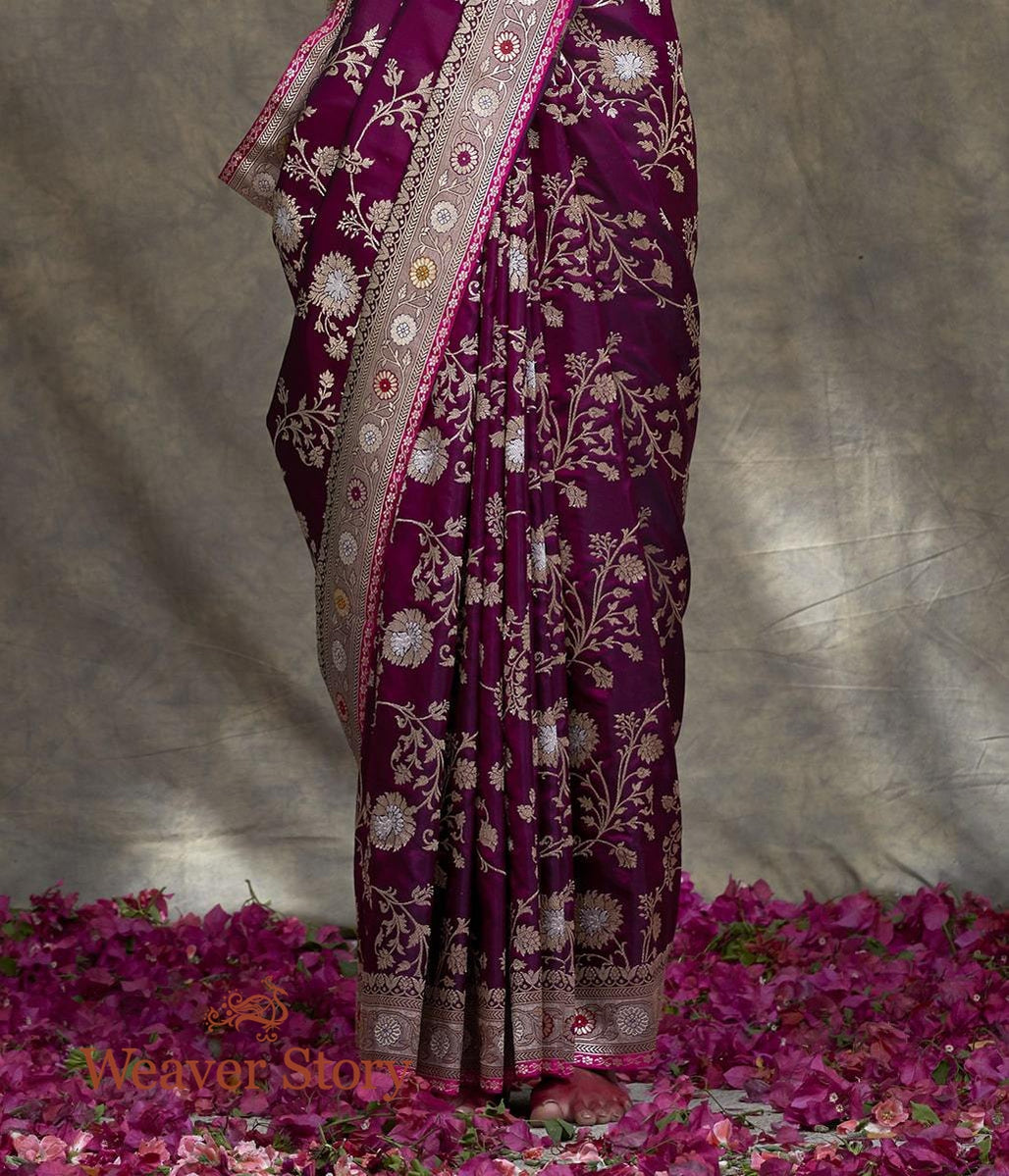 Handwoven_Wine_Dual_Tone_Kadhwa_Jangla_Saree_with_Zari_Meenakari_Border_WeaverStory_04