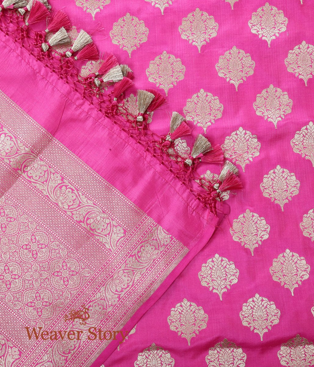 Handloom_Pink_Katan_Silk_Cutwork_Booti_Dupatta_WeaverStory_04