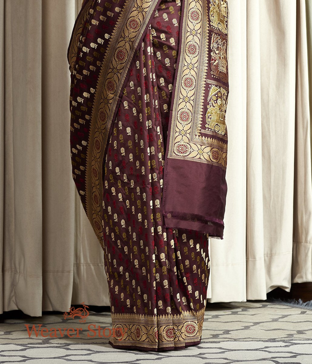 Handloom_Wine_Elephant_Pallu_Baluchari_Saree_WeaverStory_04