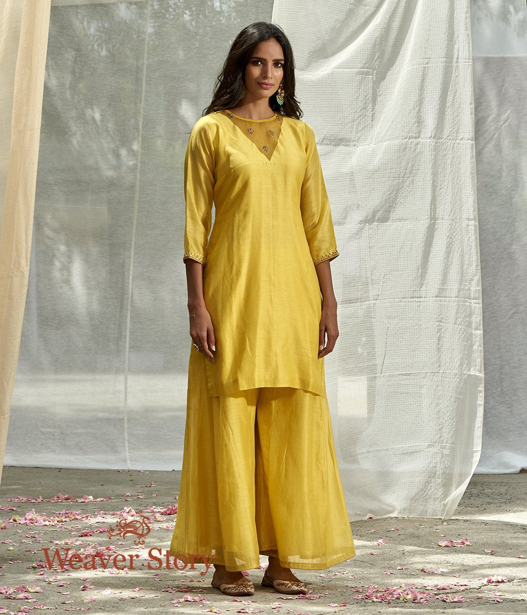 Yellow_Chanderi_Kurti_and_Sharara_with_Hand_Embroidered_Dupatta_WeaverStory_03