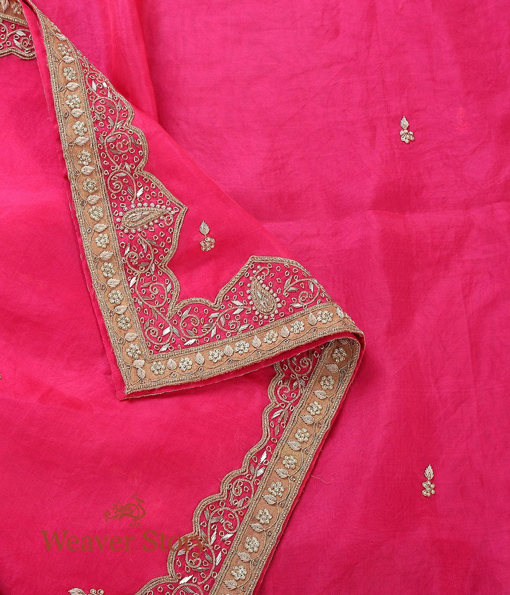 Hot_Pink_Zardozi_Work_Dupatta_with_Mughal_Border_WeaverStory_03