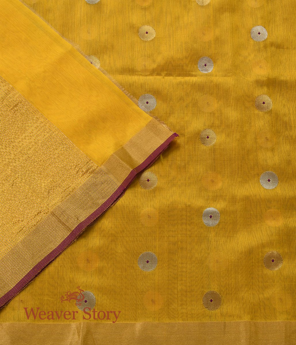 Handloom_Yellow_Chanderi_Silk_Dupatta_with_Asharfi_Boota_WeaverStory_04