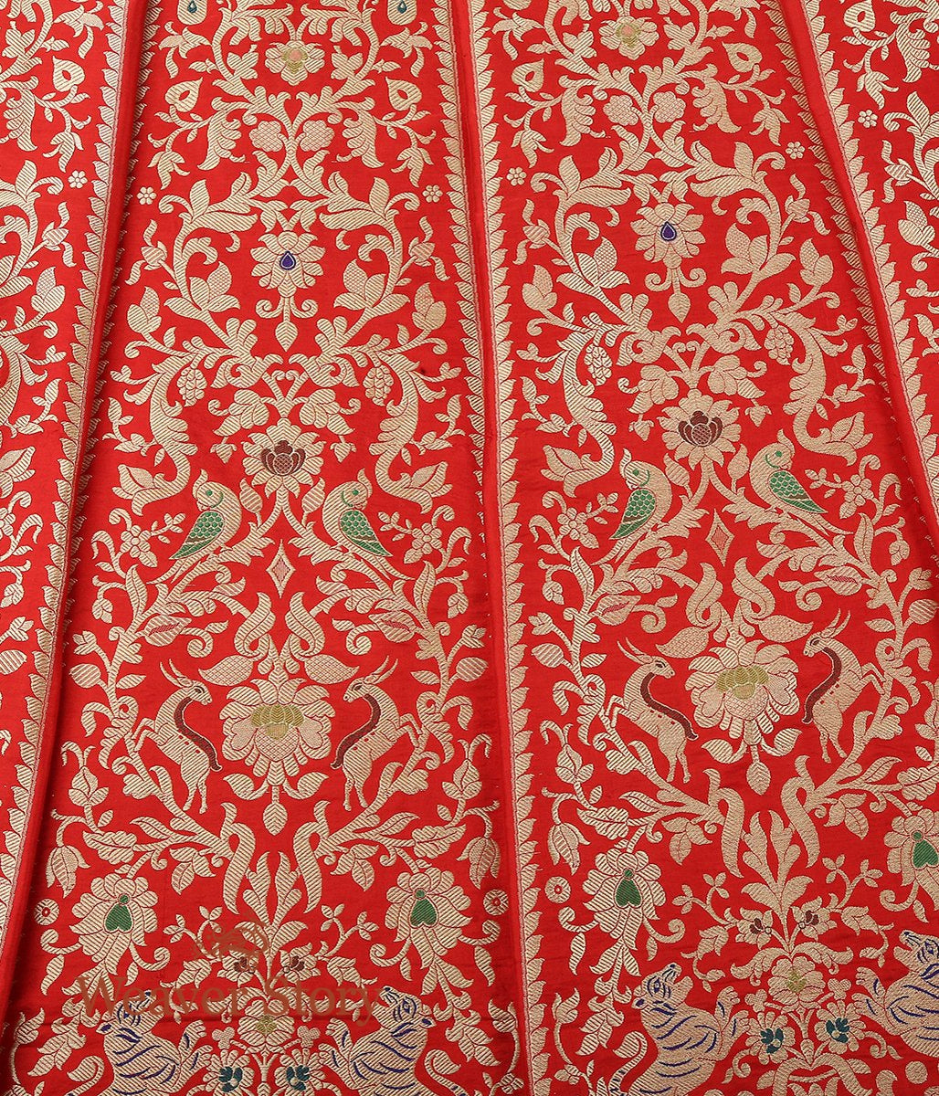 Red_Handloom_Katan_Silk_Banarasi_Shikargah_Lehenga_WeaverStory_05