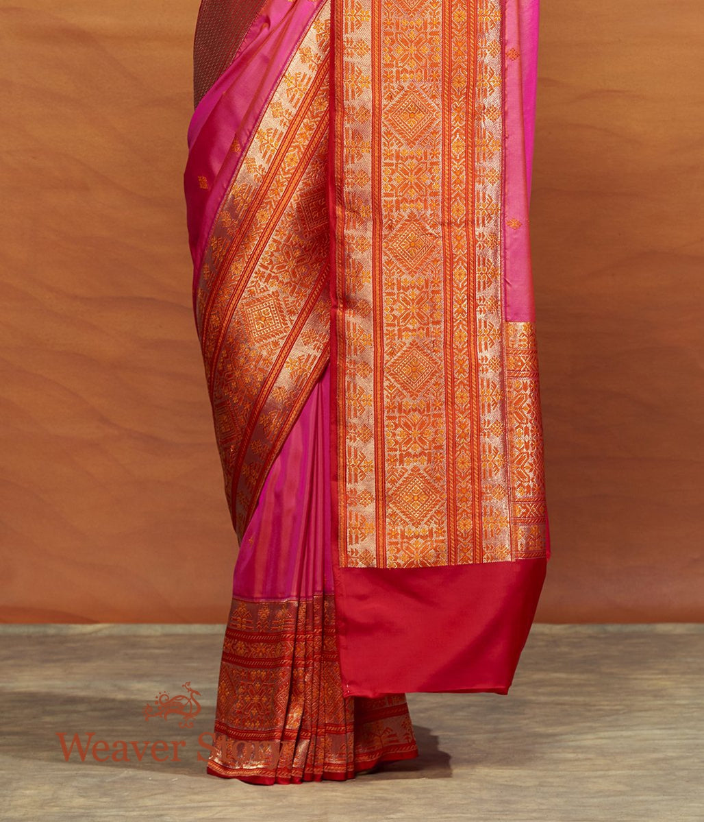 Handwoven_Pink_Ektara_Saree_with_Meenakari_Border_WeaverStory_04
