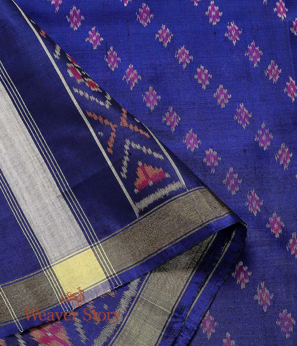 Handloom_Blue_Single_Ikat_Dupatta_from_Rajkot_WeaverStory_04