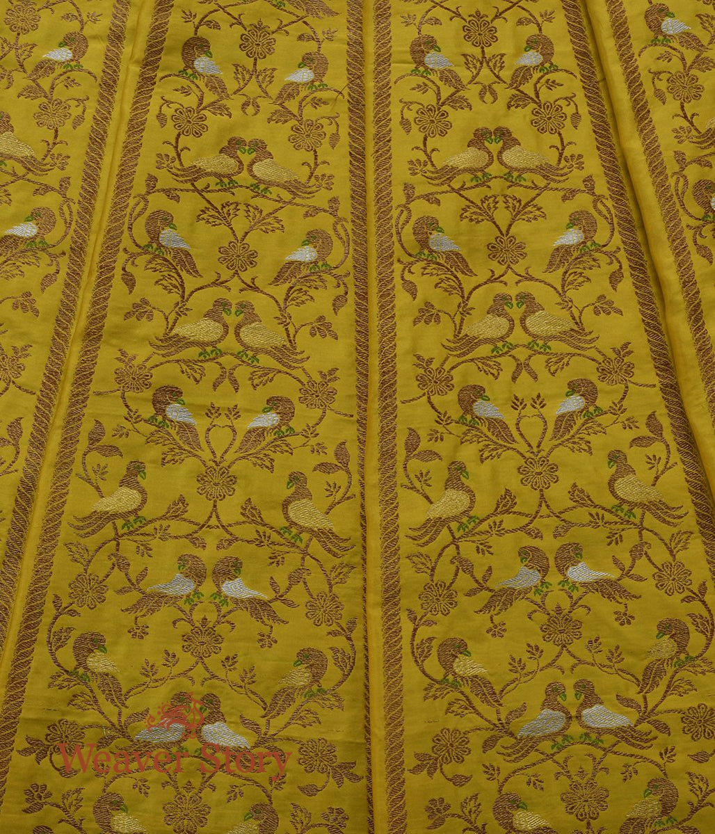 Handloom_Yellow_Meenakari_Silk_Banarasi_Lehenga_with_Parrots_WeaverStory_04