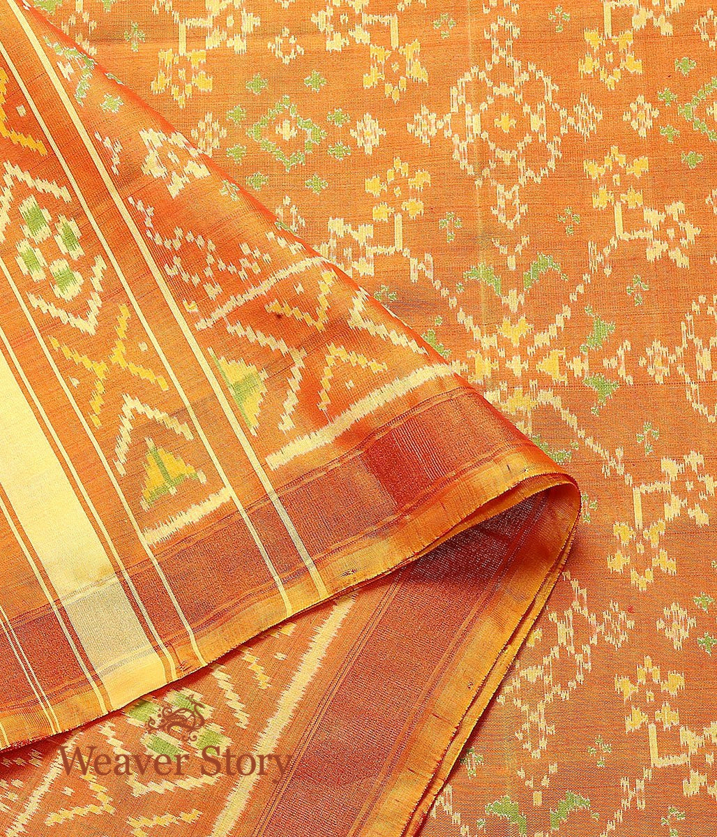 Handloom_Orange_Single_Ikat_Patola_Dupatta_WeaverStory_04