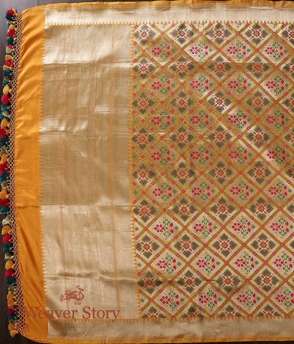 Handloom_Yellow_and_Gold_Banarasi_Patola_Dupatta_with_Zari_Base_WeaverStory_04