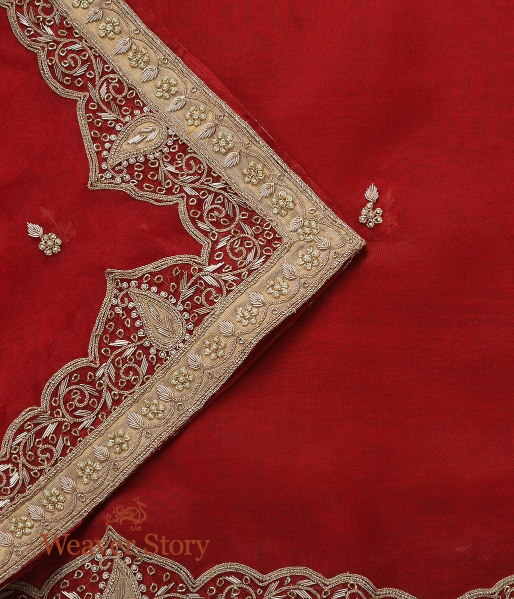 Red_Zardozi_Dupatta_with_Mughal_Border_WeaverStory_04