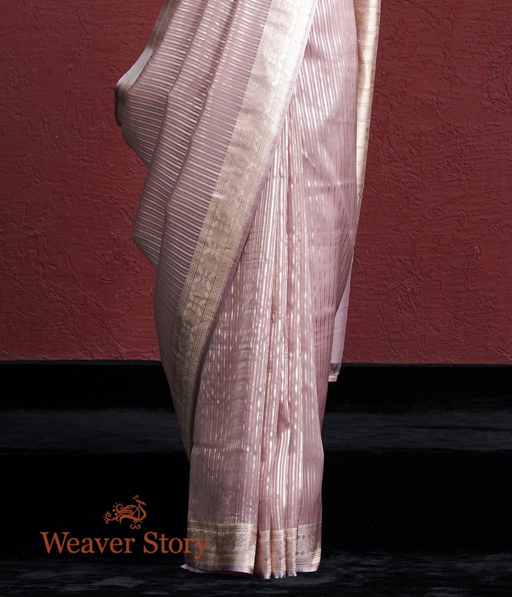 Handwoven_Soft_Mauve_Kora_Saree_with_Stripes_with_Satin_Border_WeaverStory_04