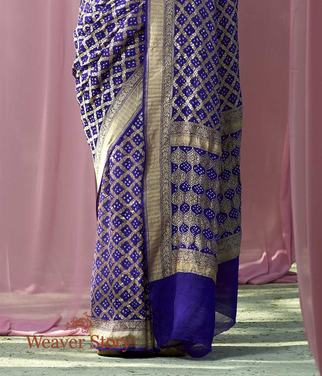 Handloom_Deep_Purple_Banarasi_Bandhej_Saree_WeaverStory_04
