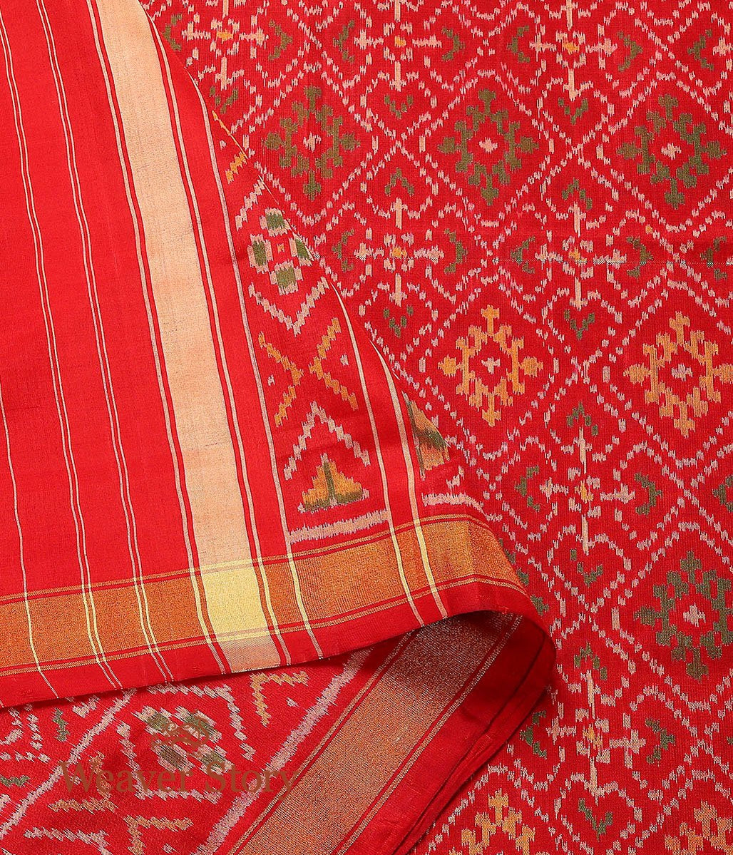 Handloom_Rajkot_Patola_Silk_Dupatta_in_Red_WeaverStory_04