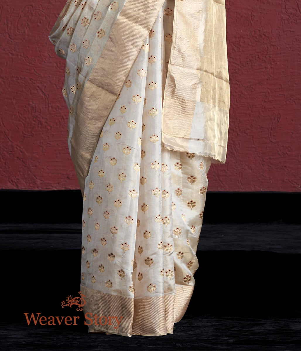Handwoven_White_and_Gold_Meenakari_Boota_Chanderi_Silk_Saree_WeaverStory_04