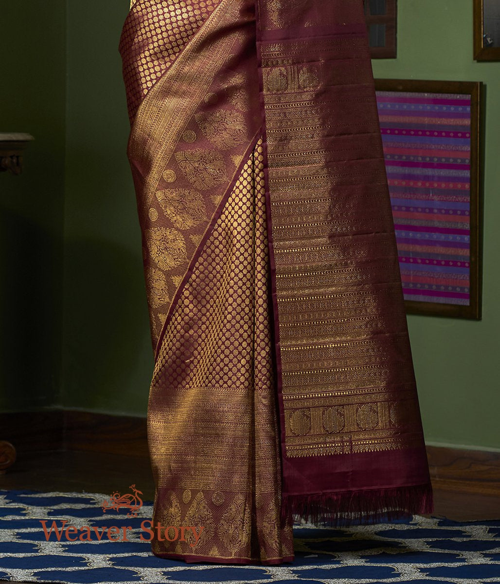 Handwoven_Maroon_All_Over_Zari_Kanjivaram_Saree_WeaverStory_04