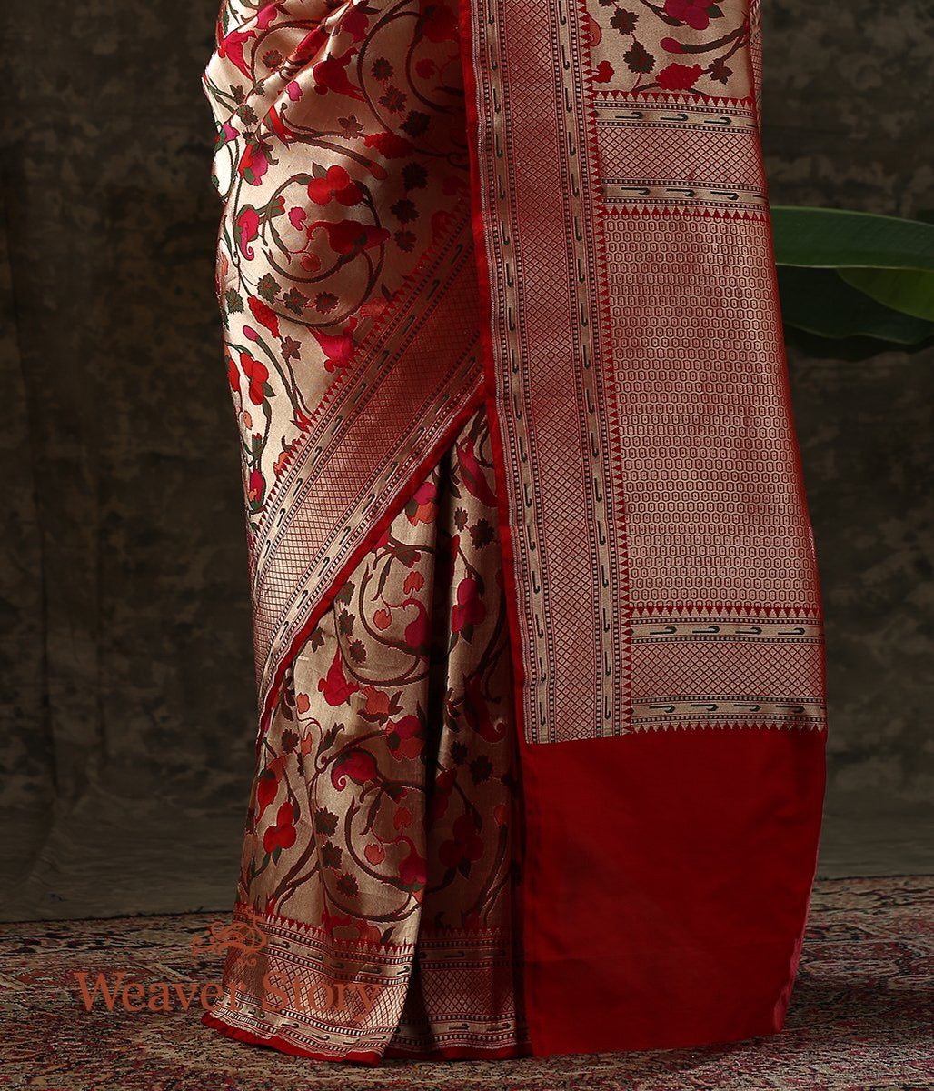 Handwoven_Red_Heavy_Paithani_Banarasi_Saree_WeaverStory_04