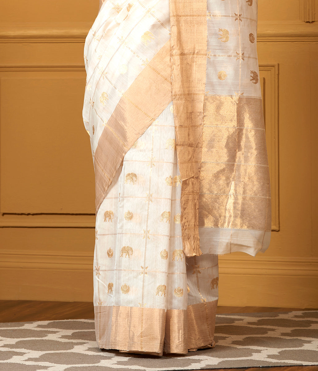 Handloom_White_Zari_Checks_Saree_with_Elephant_Motifs_WeaverStory_04