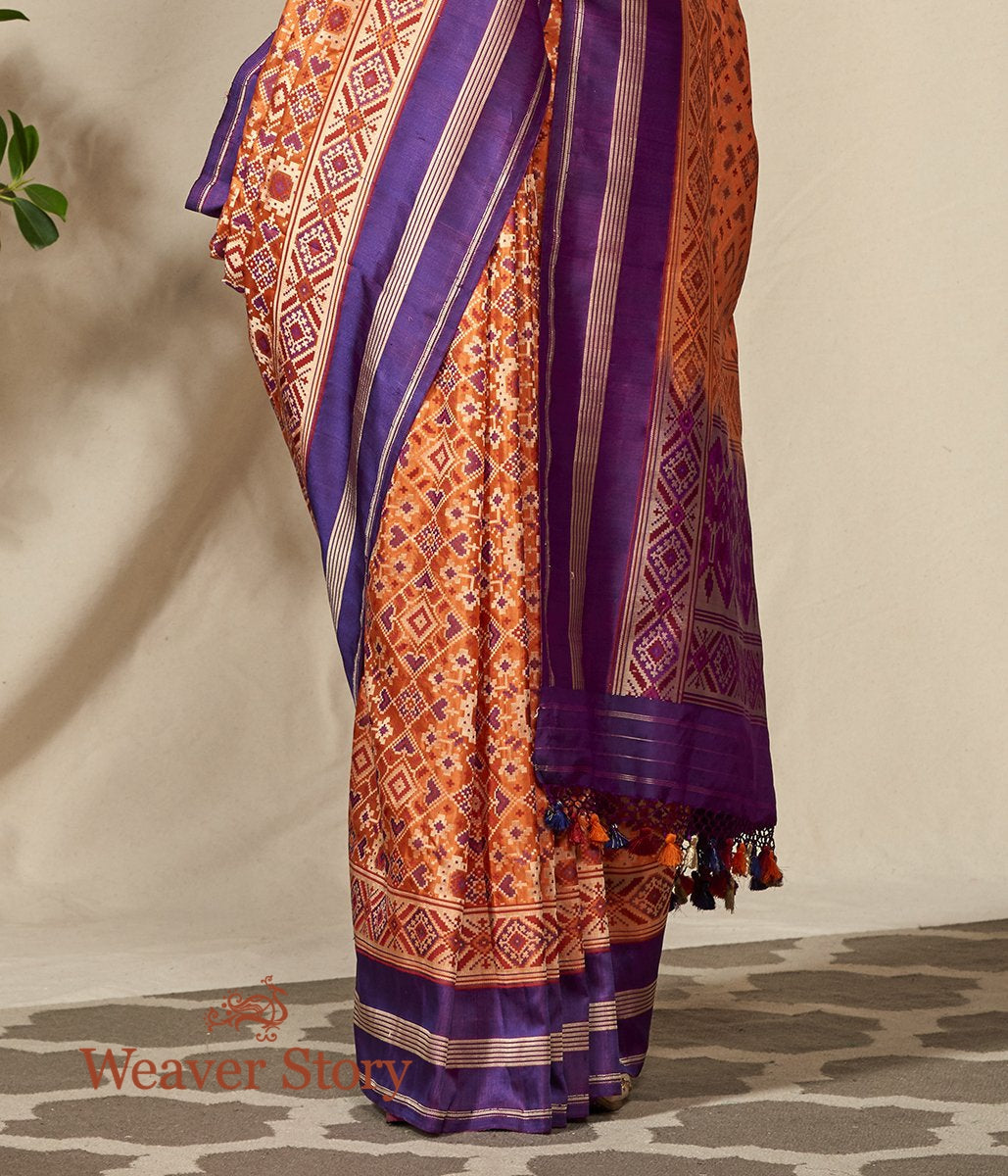 Handloom_Peach_Meenakari_Banarasi_Patola_with_Silk_Borders_WeaverStory_04