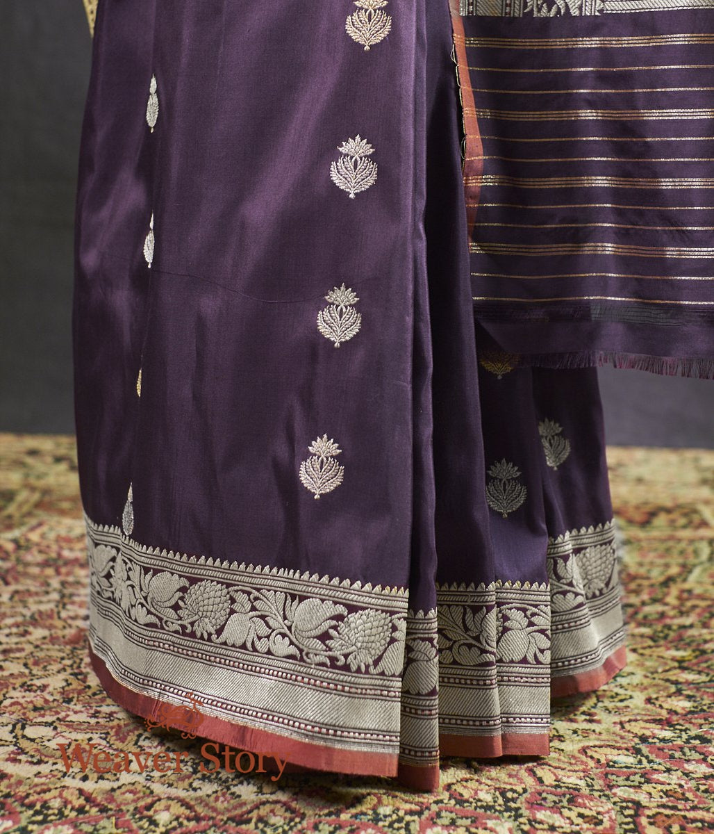 Handwoven_Dark_Purple_Kadhwa_Booti_Saree_with_Beldaar_Border_WeaverStory_04