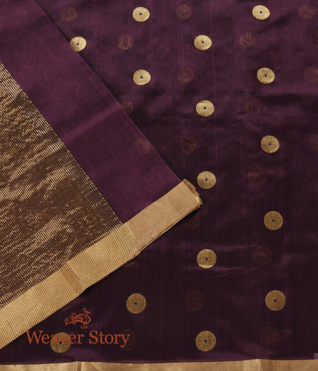 Handloom_Wine_Chanderi_Silk_Dupatta_with_Asharfi_Booti_WeaverStory_04