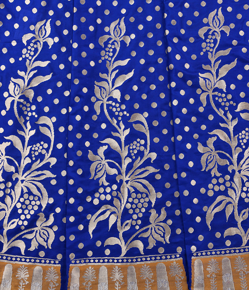 Handloom_Blue_Kadhwa_Banarasi_Lehenga_with_Gold_and_Silver_Zari_WeaverStory_05