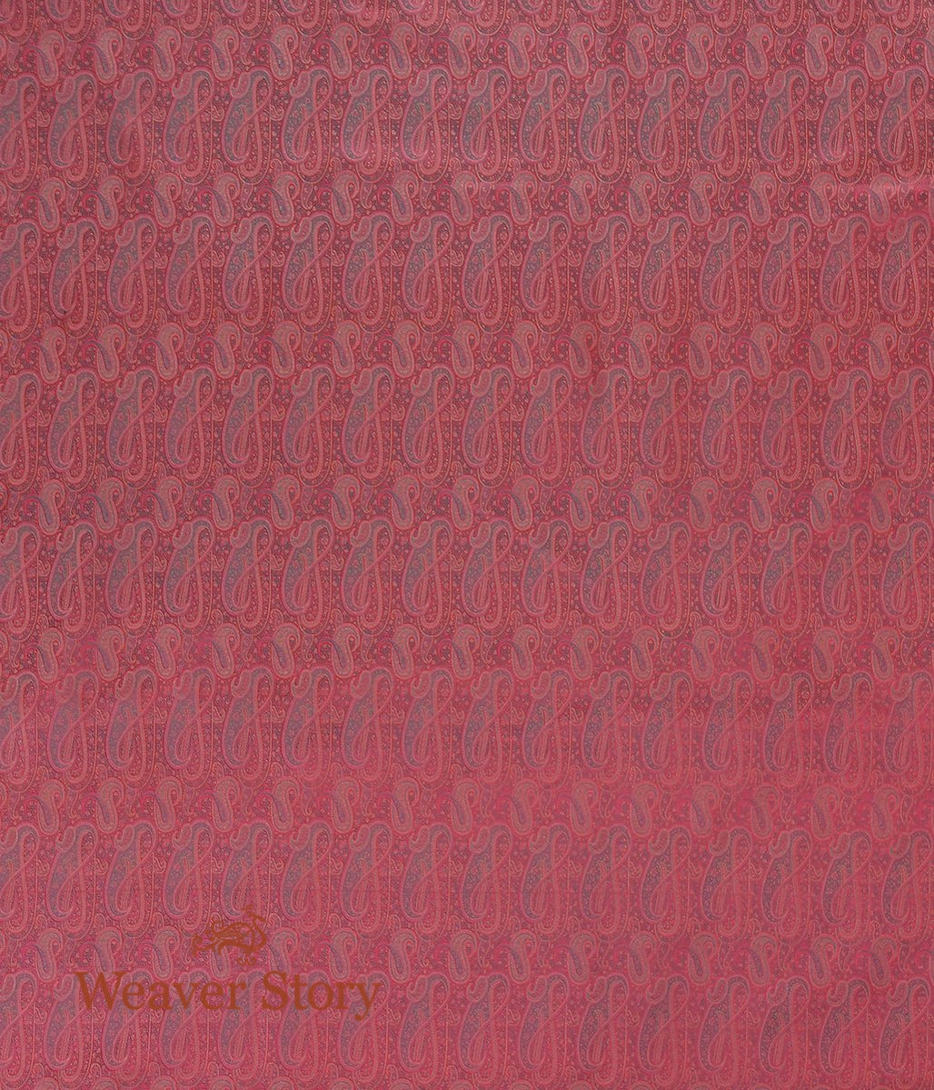 Handloom_Pink_Paisley_Jamawar_Fabric_with_Green_Resham_WeaverStory_04
