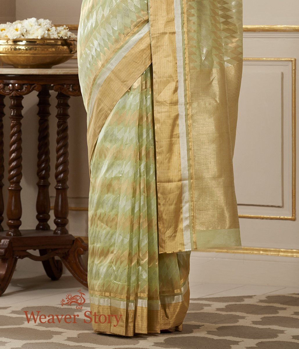 Handloom_Pistachio_Green_Chevron_Chanderi_Saree_WeaverStory_04
