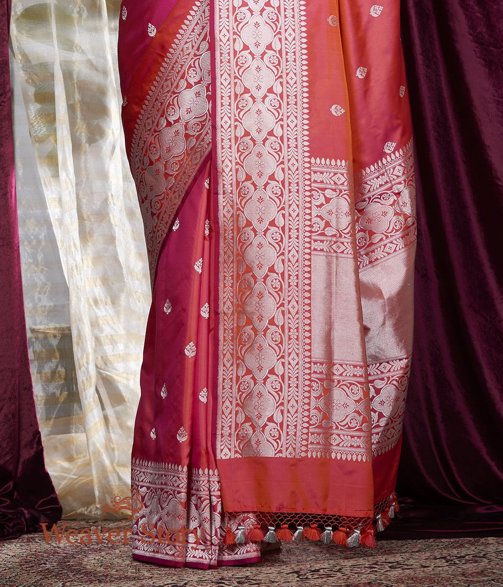 Handwoven_Orange_Pink_Kadhwa_Boota_Saree_with_Silver_Zari_WeaverStory_04
