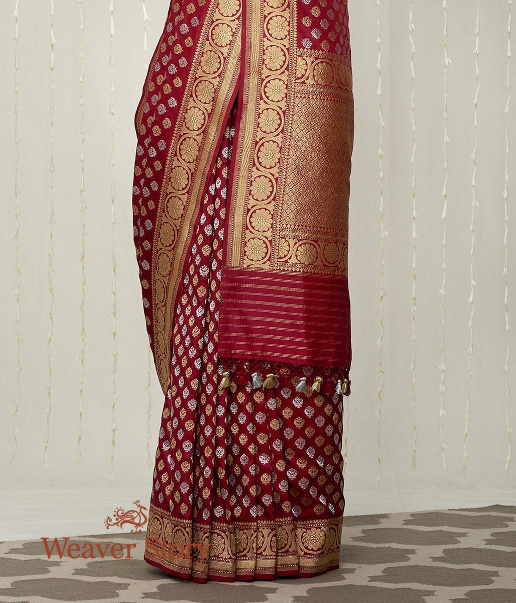 Handloom_Maroon_Sona_Rupa_Kadhwa_Booti_Saree_with_Floral_Border_WeaverStory_04