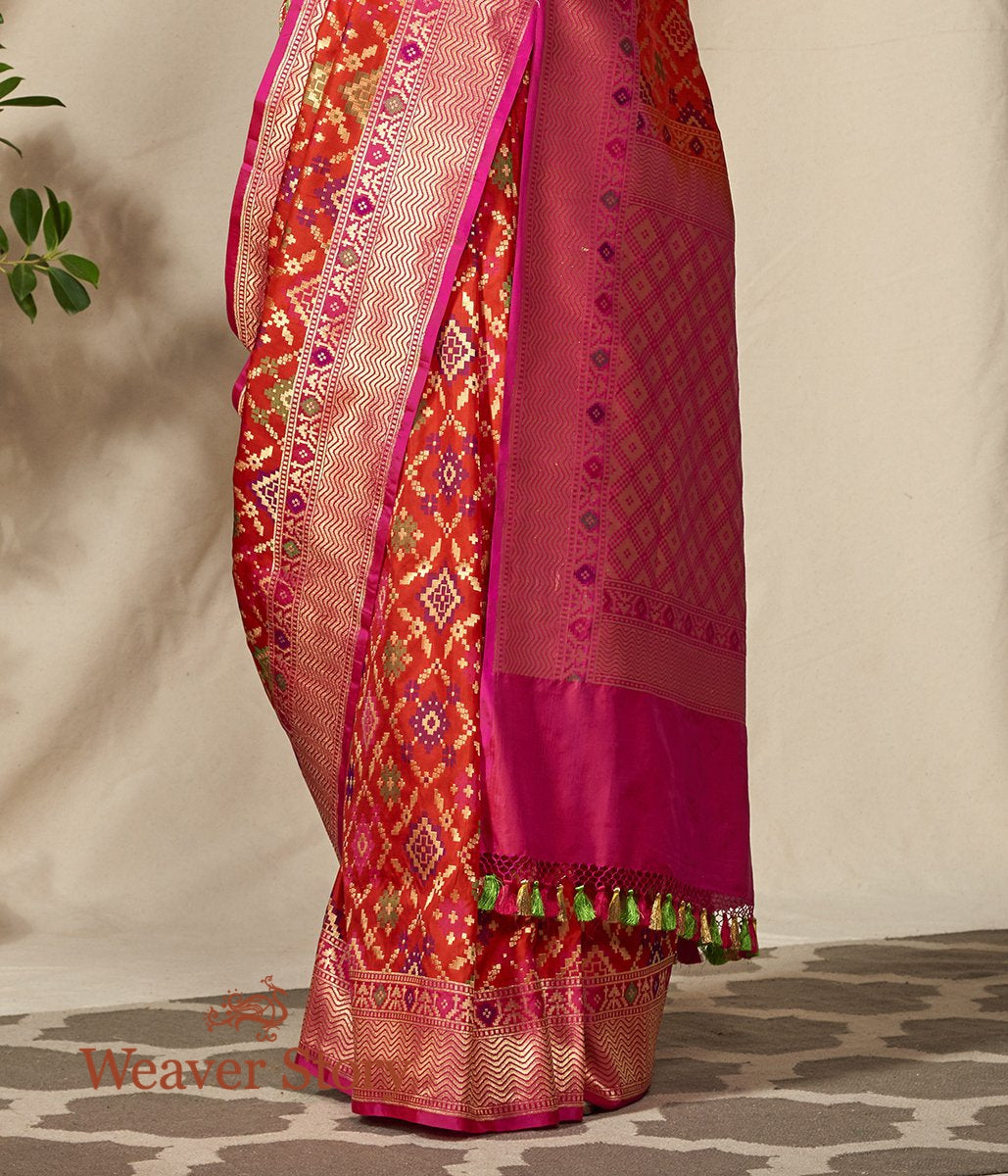 Orange_and_Pink_Banarasi_Patola_Saree_WeaverStory_04