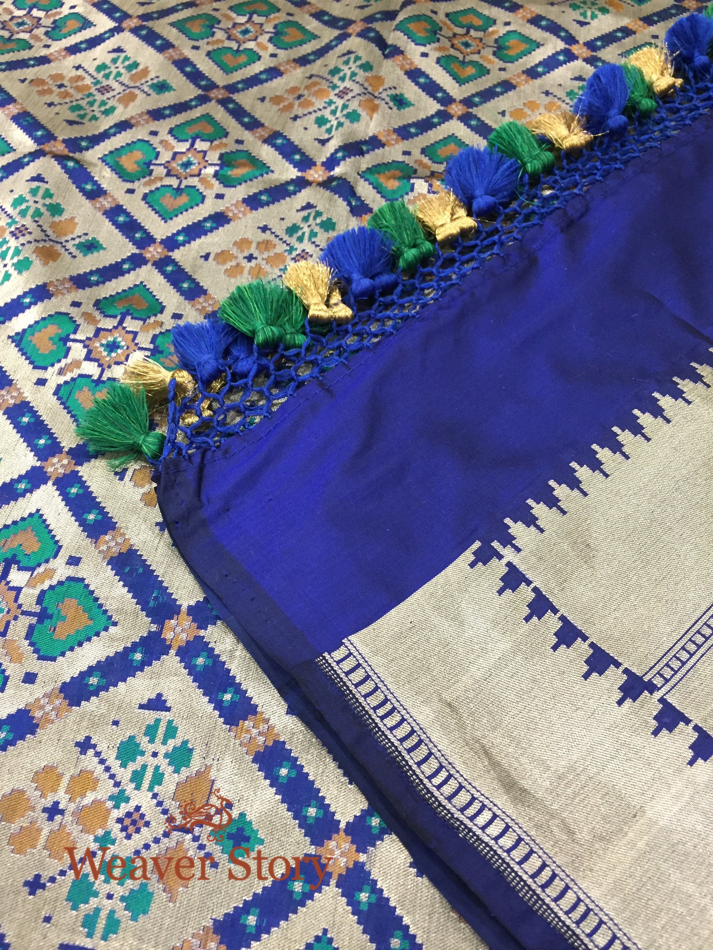 Handloom_Blue_and_Green_Banarasi_Patola_Dupatta_WeaverStory_04
