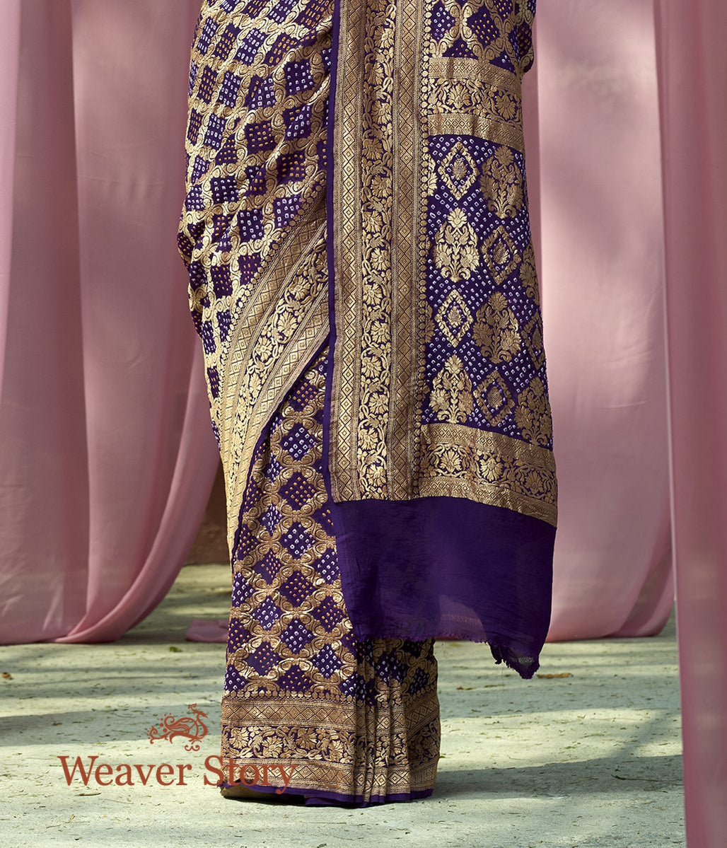 Handwoven_Purple_Banarasi_Bandhej_Saree_WeaverStory_04