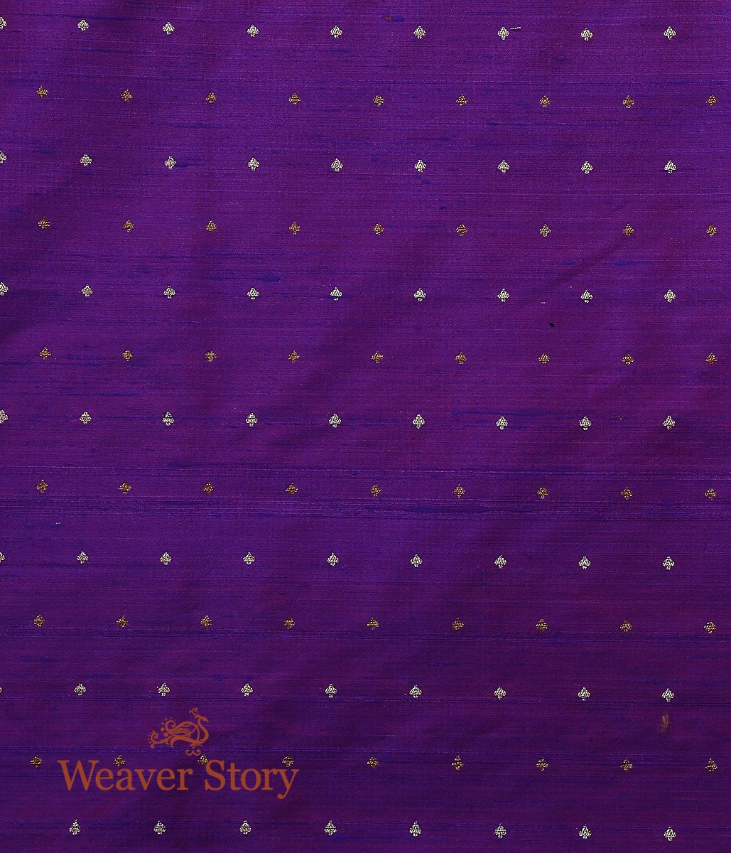 Handloom_Purple_Tusser_Zari_Booti_Fabric_WeaverStory_04