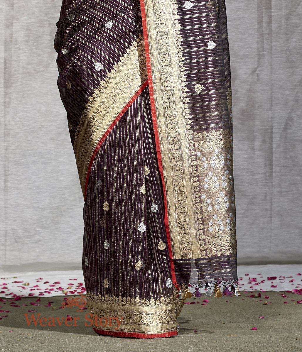 Handwoven_Wine_Kora_Silk_Banarasi_Saree_WeaverStory_04
