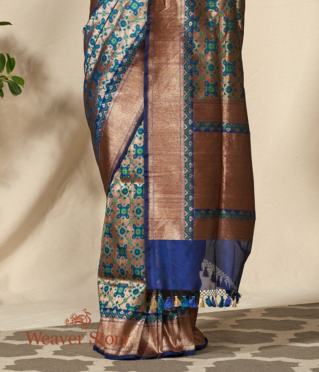 Handwoven_Antique_Zari_Base_Blue_and_Green_Banarasi_Patola_Saree_WeaverStory_04