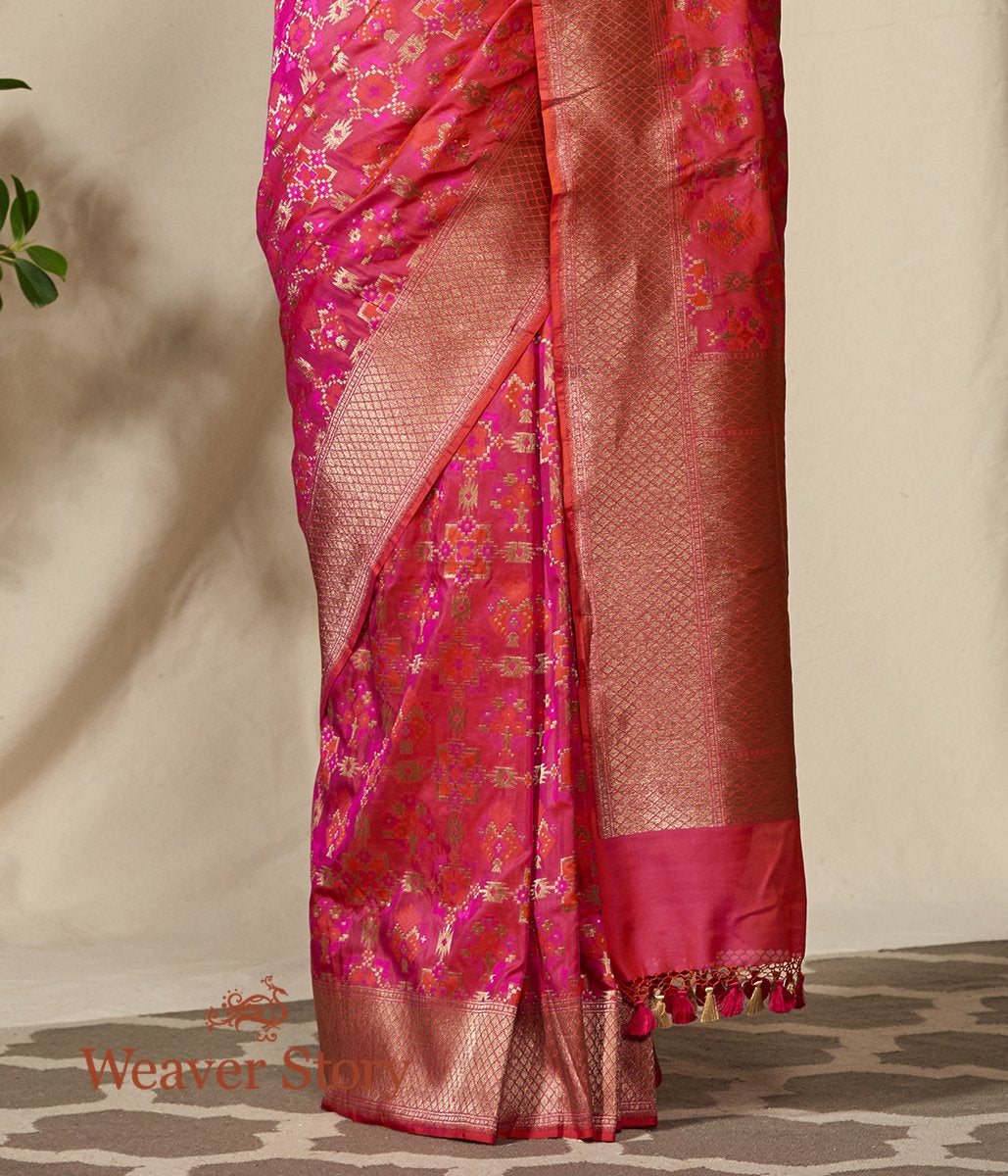 Handwoven_Pink_and_Orange_Antique_Zari_Banarasi_Patola_Saree_WeaverStory_04