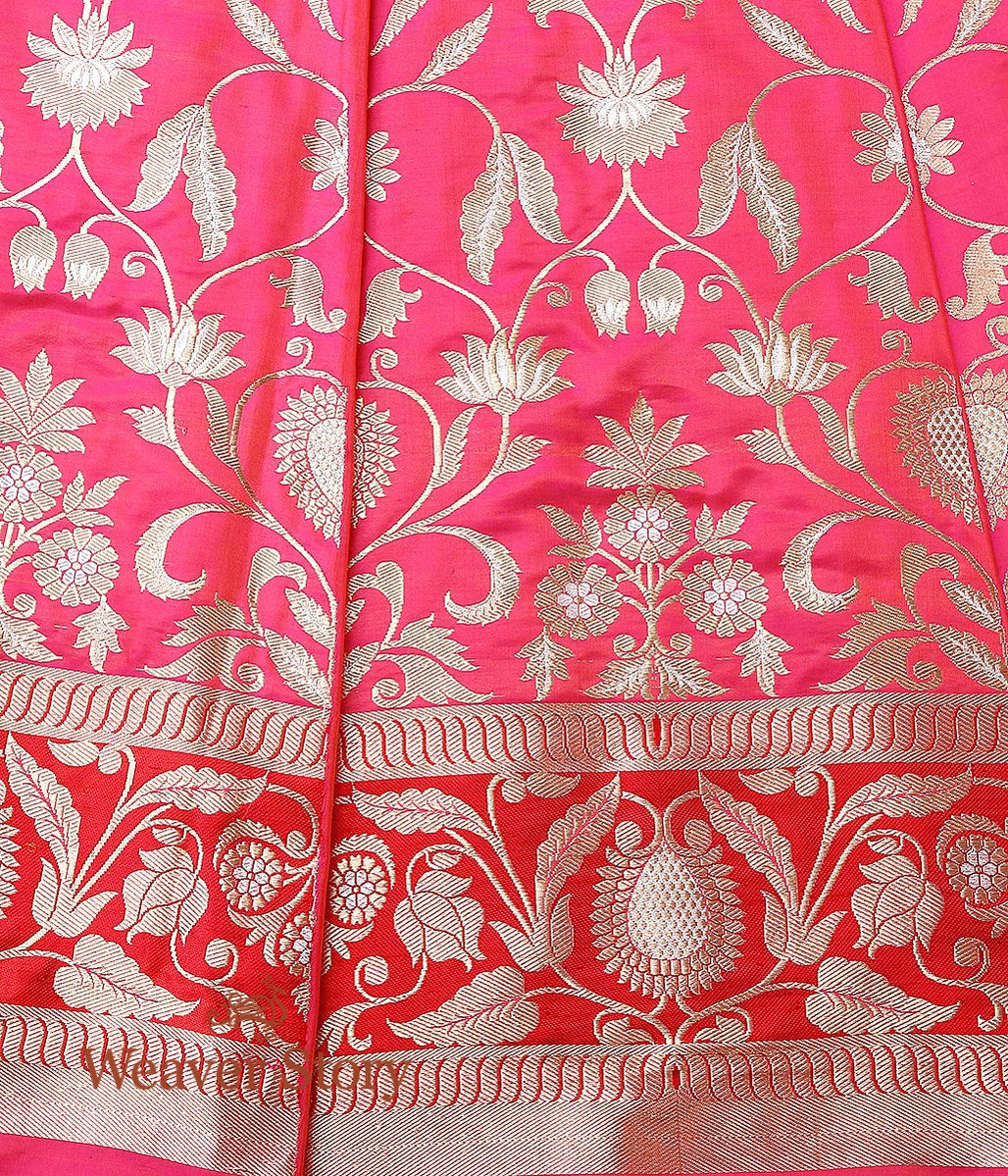 Handloom_Pink_Dual_Tone_Kadhwa_Banarasi_Lehenga_with_Red_Border_WeaverStory_05