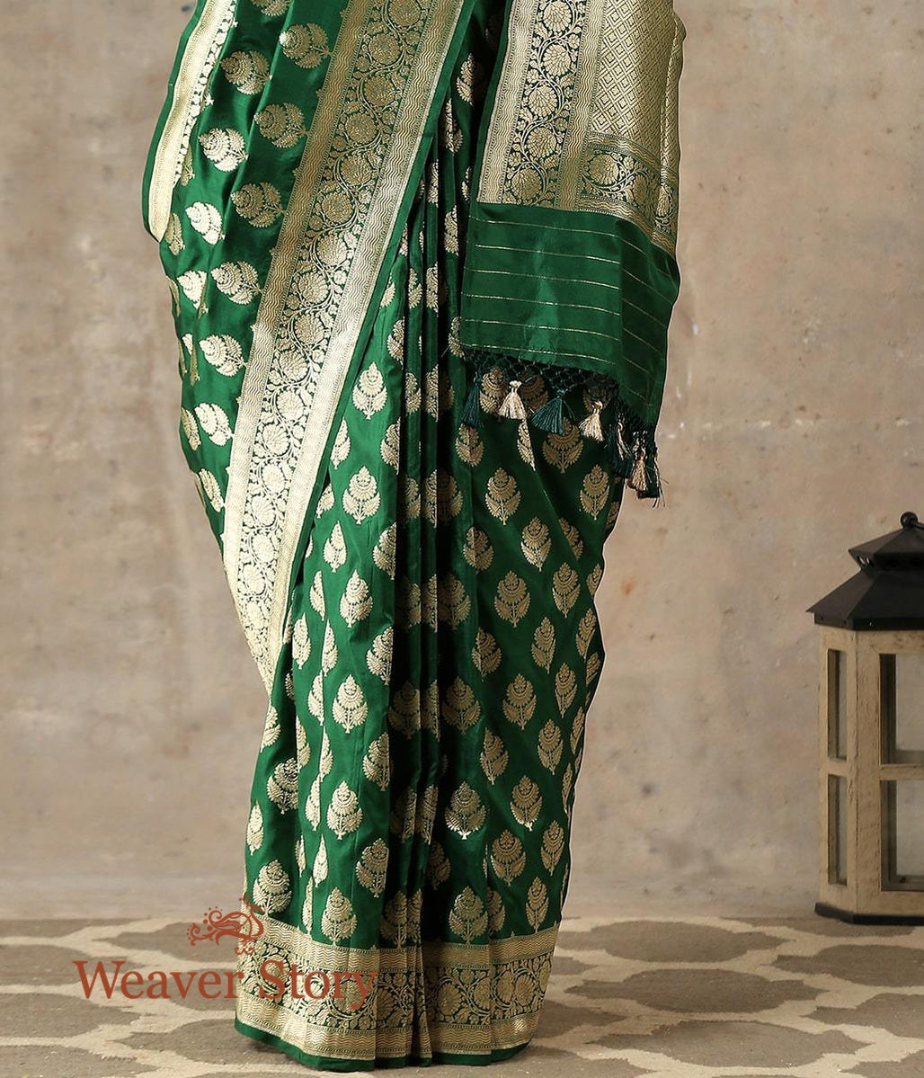 Handwoven_Green_Cutwork_Booti_Saree_WeaverStory_04