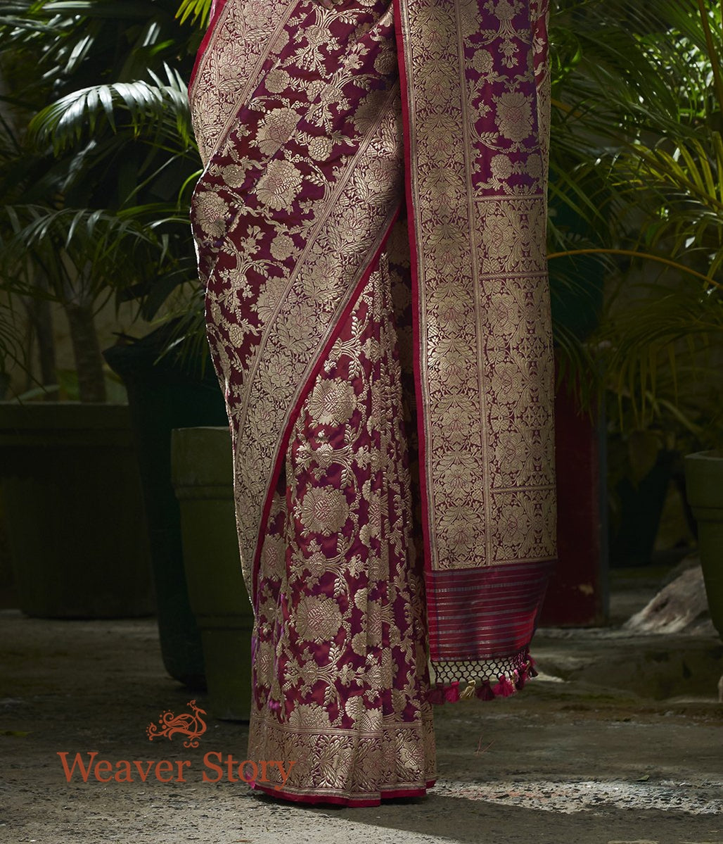 Handloom_Garnet_Red_Kadhwa_Jangla_Saree_with_Rani_Meenakari_WeaverStory_04