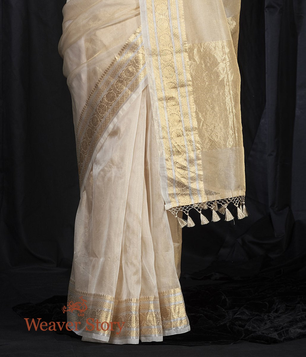 Handwoven_Plain_Gold_Organza_Tissue_Saree_WeaverStory_04