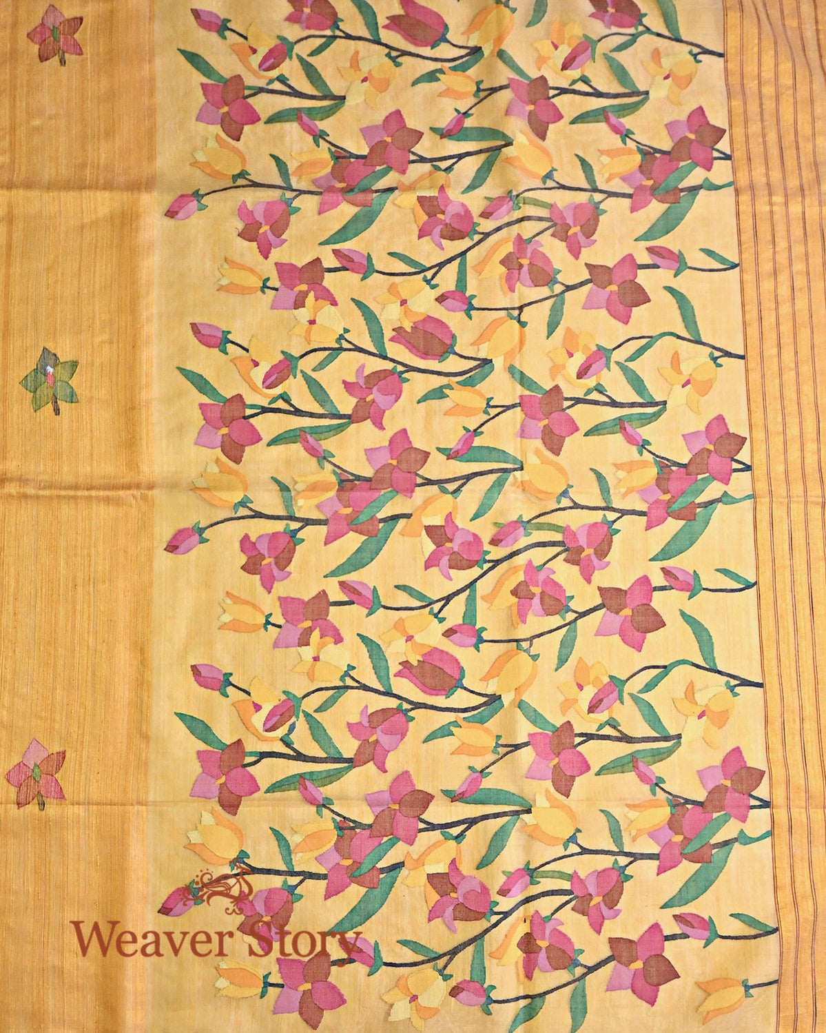 Handwoven_Yellow_Matka_Silk_Jamdani_Saree_WeaverStory_04