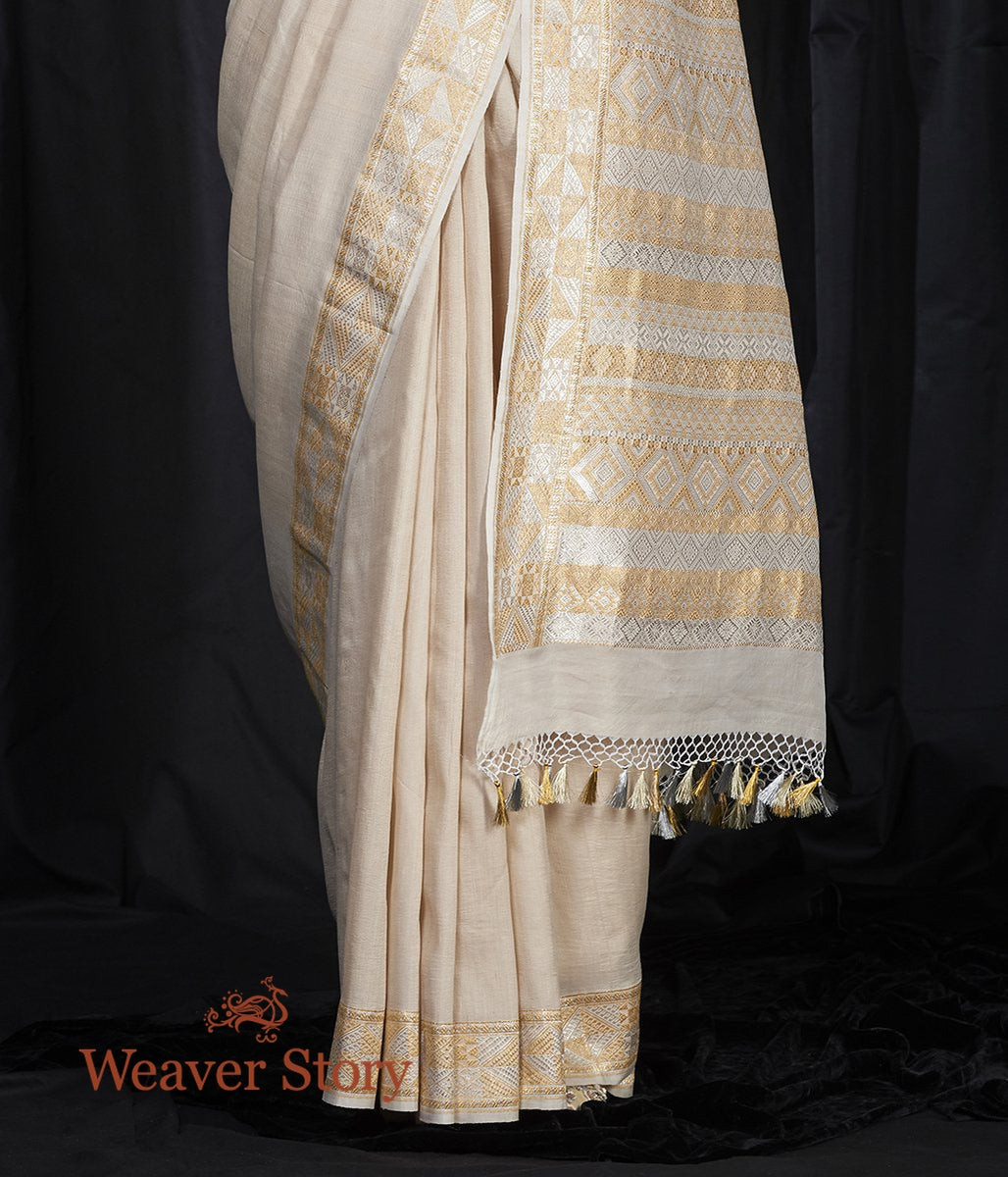 Handwoven_Plain_Tusser_Saree_with_Kadhwa_Sona_Rupa_Border_WeaverStory_04